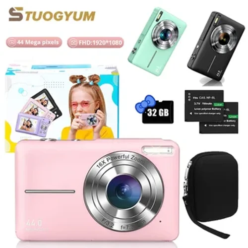 Máy ảnh kỹ thuật số Máy ảnh trẻ em dành cho trẻ em Máy quay phim có zoom 16x Máy ảnh nhỏ gọn 1080P Máy ảnh 44MP dành cho người mới bắt đầu chụp ảnh