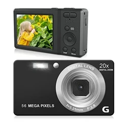 Camera Digidol 4K HD ar gyfer Ffotograffiaeth a Fideo Ffotograffiaeth Gwrth-ysgwyd Camera Vlogging Compact 56MP Camera Fideo Hunan Amserydd 3 modfedd