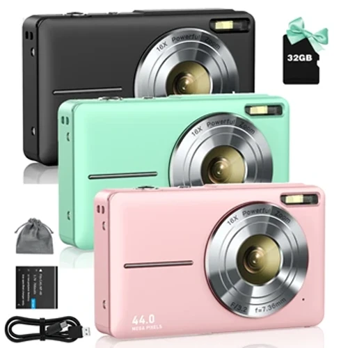 FHD 1080P digitale camera voor kinderen videocamera met 32GB SD-kaart 16X digitale zoom Compacte richt- en schietcamera voor studenten