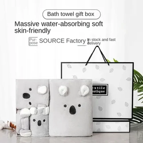 Regali di nozze Opzionali per uso domestico per adulti Cuffia per asciugare i capelli in velluto corallo Fascia per capelli Asciugamano da bagno Set di asciugamani Confezione regalo
