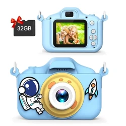 Mới Hoạt Hình Trẻ Em Selfie Camera HD Trẻ Em Kỹ Thuật Số Máy Quay Video Đồ Chơi Với Thẻ SD 32GB Cho Trẻ Em Giáng Sinh Quà Tặng Sinh Nhật