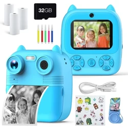 Kamera Cetak Instan Anak-anak Kanthi Printer Termal Anak-anak Kamera Foto Digital Mainan Anak Kamera Video Hadiah Ulang Tahun Anak Laki-laki