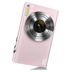 Cameră digitală cu focalizare automată, cameră de vlogging de 2,7K 48MP cu ecran mare de 2,8 inchi Cameră elegantă pentru adolescenți-roz
