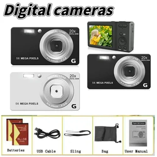 Camera vlog Máy quay video kỹ thuật số HD Màn hình LCD 2,7 inch 4K 56MP 56 triệu điểm ảnh chống rung Zoom 20x để chụp ảnh và quay video