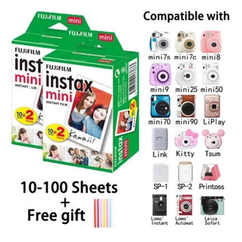 10/20/40/60/80/100 Tờ Giấy Thiết Kế Cho Fuji Instax Mini 12 Mini Phim Trắng Giấy Ảnh Tức Thì Cho 11 8 70 25 90 SP-1 SP-2