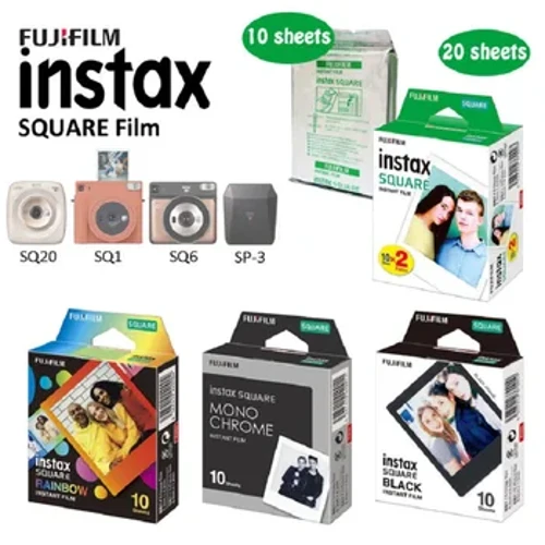 Fujifilm Instax Square White Edge Black Films Photo Paper (10-200 pcs) para sa Instax SQ10 SQ6 Instant Camera Share SP-3 Printer