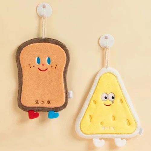 Coréen mignon dessin animé petite serviette suspendus pain fromage beignet cuisine séchage rapide épaissi corail velours serviette