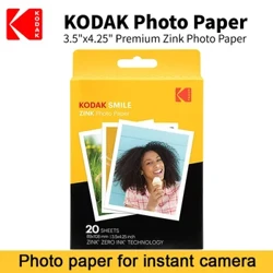 Zink Premium Premium inprimatzeko argazki-papera 3,5 x 4,25 hazbeteko 20 orriekin bateragarria Kodak Smile Classic Instant Camera-rekin atzealde itsaskorrarekin