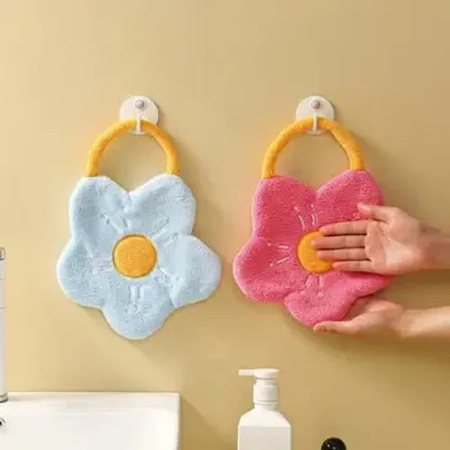 Hurtigtørrende håndklær Coral Fleece Wipe Lommetørkle Kjøkken Bad Absorberende oppvaskklut Rengjøringsklut Kreativ blomsterform
