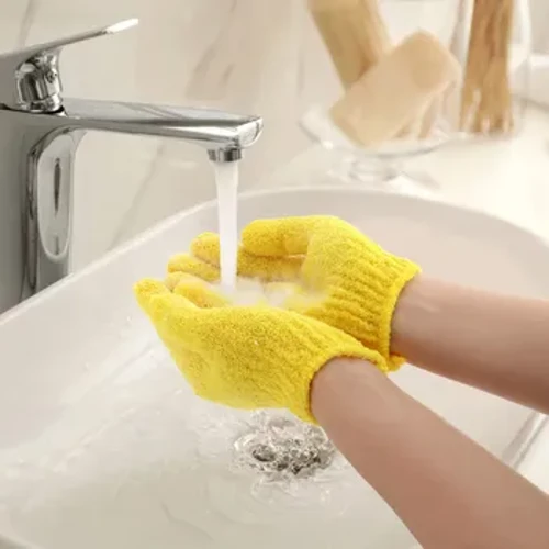 Guantes de baño masaje herramientas para limpiar la piel Toalla de baño de cinco dedos frotar la espalda