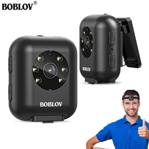 BOBLOV W4 caméra portée sur le corps 64GB 1080P caméra vidéo 950mAh batterie 5 heures de prise de vue vidéo Mini caméra de Sport avec sangle de tête Layard