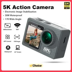 2024 NOU Cameră de acțiune 5K 4K 60FPS WiFi Anti-shake Ecran dublu 170° unghi larg 30 m Cameră sport rezistentă la apă cu telecomandă