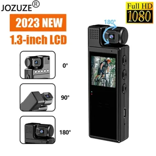 JOZUZE 1.3 დიუმიანი ეკრანი 1080P სპორტული HD მინი კამერა პორტატული ციფრული ვიდეო ჩამწერი BodyCam ინფრაწითელი ღამის ხედვის პოლიციის ვიდეოკამერა
