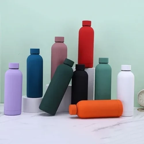 1 stk termoskopp 350ML/500ML/750ML dobbelvegg rustfri stålflaske Gummimaling Utendørssport Liten munnkjele Vannkopp
