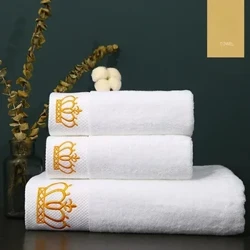 Serviette de bain blanche brodée couronne 5 étoiles serviettes d'hôtel 100% qualité serviette débarbouillettes serviettes salle de bain dames visage lavage serviette douce