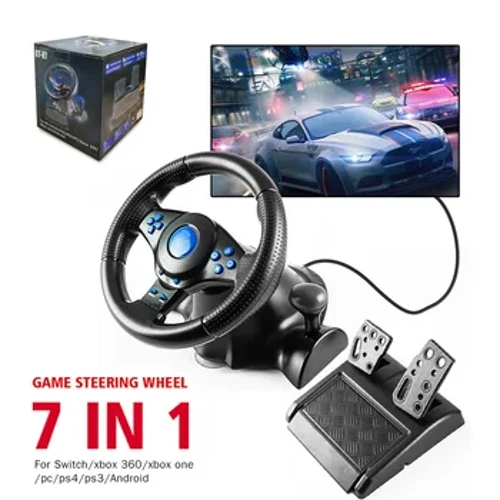 Volante da corsa Controller di vibrazione 7in1 Simulazione di gioco Pedali per auto da corsa per switch/xbox 360/xbox one/pc/ps4/3/Android
