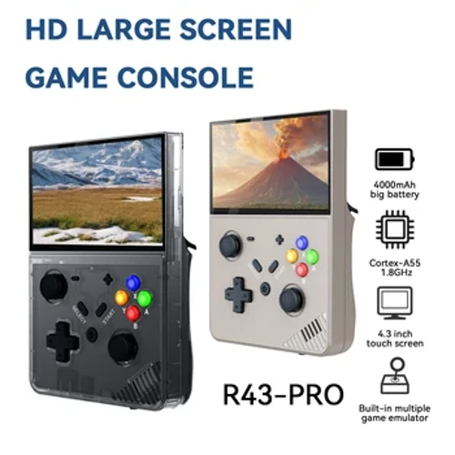 R43 Pro Retro przenośne konsole do gier wideo Open Source System Linux Cortex-A17 4.3 calowy ekran HD 30110 odtwarzacz gier konsole PS1