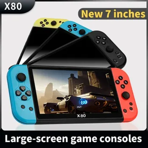 X80 Storskjermspillkonsoll 7 tommer TFT800*480 HD True Color Screen 3000mAh Handheld Game Console Birthday Christmas Gift