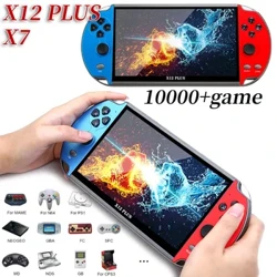 X12 PLUS/X80/X7 delninė žaidimų konsolė 7,1 colio HD ekrano arkados nešiojama retro vaizdo žaidimų konsolė Integruota 10 000+ klasikinių žaidimų