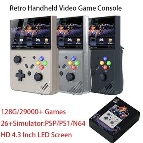 R43 Retro El Video Oyun Konsolu HD 4.3 Inç LED Ekran Taşınabilir Video Oynatıcı 3D Ev 4K Büyük PSP PS1 Oyunları 29000+ Oyunlar