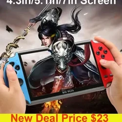 Portable Mini Spillkonsol X7/X12 Plus 4.3/5.1/7.1 Zoll HD Écran Handheld Audio Video Player 8G Classic Play Built-in Gratis Spill