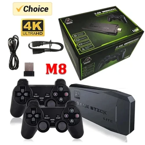 Videomängupulgad M8 konsool 2.4G kahe juhtmevaba kontrolleriga mängupulk 4K 10000 mängu 64GB retromäng Dropshiopping Xmas Gift jaoks