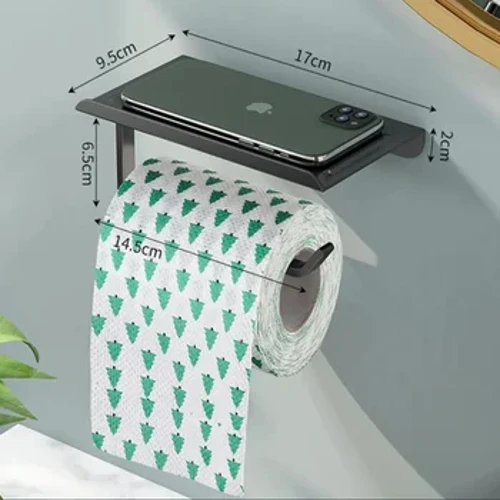 Alumiiniseoksesta valmistettu wc-paperiteline Hylly tarjottimella Kylpyhuonetarvikkeet Keittiön seinälle ripustettava rei'ittämätön wc-paperirullan pidike