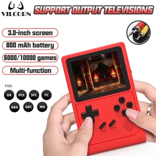 Di Động Cầm Tay Video Máy Chơi Game Màn Hình LCD Màu 3.0 Inch Trẻ Em Màu Sắc Máy Chơi Game 10000 Trò Chơi Cho SFC/GB/GBA Tặng
