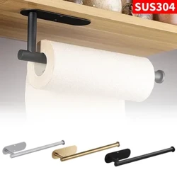 Papirhåndklædeholder i rustfrit stål Ingen hulning Køkken Badeværelse Toilet Forlæng opbevaringsstativ klæbende toiletrullepapirholder