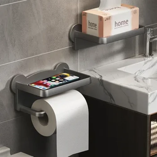 Toilettepabeierhalter Stand Mauermontéiert Toilettepabeier Spender Kichen Buedzëmmer Späicherrack Fir Tissue Box Regal Telefonhalter