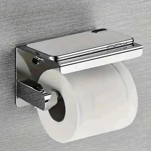 Rustfrit stål Badeværelsespapirholder Toiletrulleholder Ingen boring Vægmontering WC Papirtelefonholdere Hjemmepapirhåndklædeholder