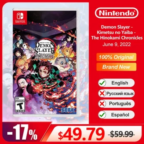 Demon Slayer Kimetsu no Yaiba The Hinokami Chronicles Il gioco per Nintendo Switch offre una carta di gioco fisica originale al 100% per Switch
