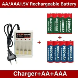 Новая шчолачная акумулятарная батарэя AA/AAA 1,5 В 9800 мАг/8800 мАг для святлодыёдных ліхтароў з зараднымі прыладамі і г.д., цацак, mp3 і г.д.