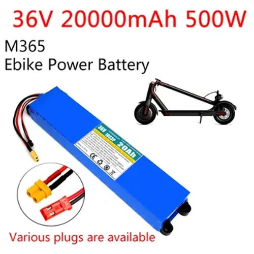 36V batteri 20Ah 18650 lithium batteripakke 10S3P 20000mAh 500W Samme port 42V elektrisk scooter M365 ebike Power Batteri med BMS