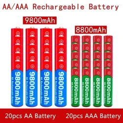 AA + AAA επαναφορτιζόμενη AA 1,5V 9800mAh/1,5V AAA 8800mAh Αλκαλική μπαταρία παιχνίδια φακός ρολόι MP3 player αντικατάσταση μπαταρίας Ni-Mh