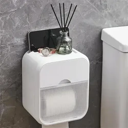 Caixa de tecido para banheiro, conveniente, à prova d'água, armazenamento de tecido, suprimentos de banheiro, suporte de papel higiênico, montagem na parede