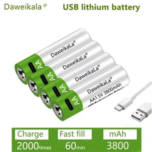 Szybkie ładowanie akumulatora litowo-jonowego 1,5 V AA, pojemność 3800 mah i akumulator litowy USB do ładowania klawiatury zabawkowej