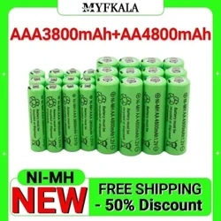 1.2V AA 4800mAh NI-MH Batris y gellir eu hailwefru + 1.2 V AAA 3800 MAh Batri Aildrydanadwy Batri NI-MH + Cludo Am Ddim