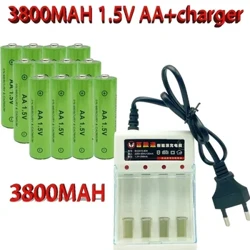 Batri aildrydanadwy 3800 MAH newydd AA 1.5V 3800mah y gellir ei godi ar gyfer Teganau Cloc Batri Camera Rheoli Anghysbell Flashlight + gwefrydd