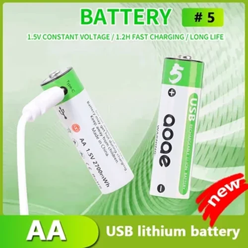 AOAE Çalt zarýad bermek USB 1.5V AA 2700mAh uzakdan dolandyrylýan syçanjygyň kiçijik fanaty üçin zarýad berilýän li-ion batareýasy Elektrik oýunjak batareýasy + Kabel