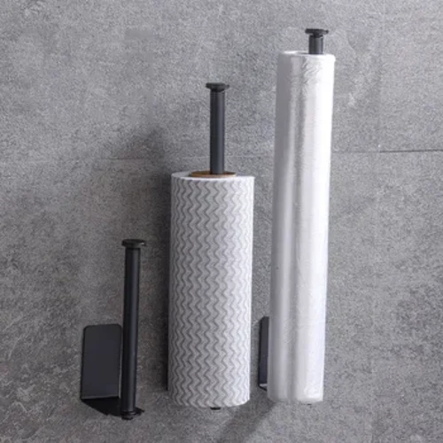Selbstklebend schwaarz Sëlwer Toilette Roll Pabeier Handduch Wandhänger Holder Edelstol Organisateuren Buedzëmmer Punch-Free Rack Tissue t1