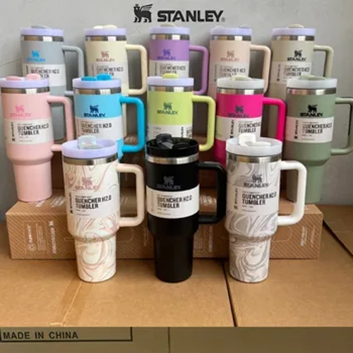 Stanley Quencher 2.0 ruostumattomasta teräksestä valmistettu juomalasi 40 unssia 1,18 litran juomalasi kahvalla ja olkikannet ruostumattomasta teräksestä valmistetut kahvikupit automukit