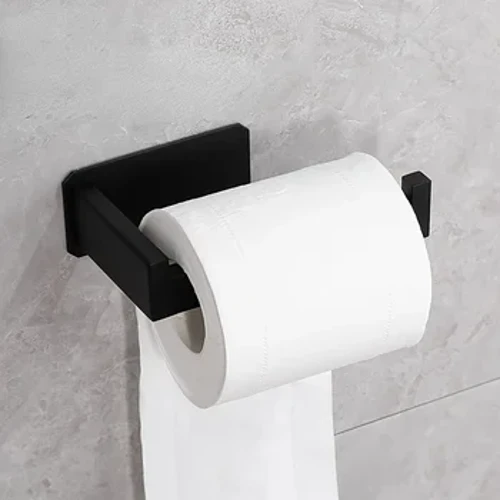 Roestvrijstalen toiletrol houder zelfklevend in badkamerweefselpapier houder zwarte afwerking eenvoudige installatie geen schroef