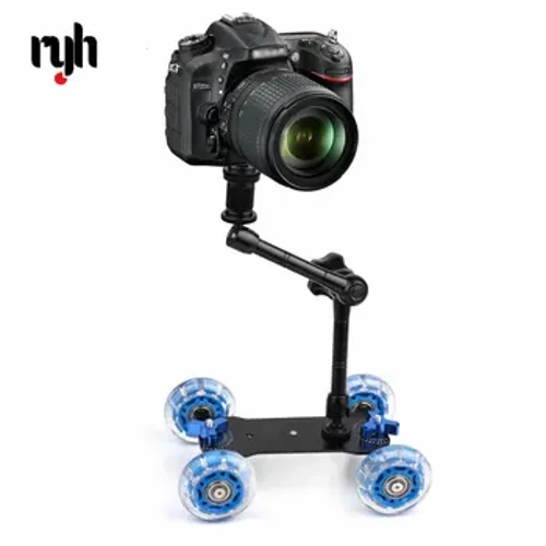 Schreibtisch Dolly+11 '' Magic Arm Tabletop Mobile Rolling Video Rail Skater Para sa DSLR Camera Slider Track Dolly Car & Magic Arm