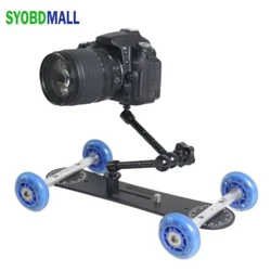 Alüminyum Alaşımlı SLR Kamera Fotoğrafçılığı Raylı Araba Dört tekerlekli Sessiz Masaüstü Kamera Arabası Standı Tripod Kaydırıcı Dolly Araba Raylı Sistem