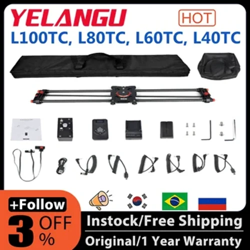 YELANGU L60/80TC Llithrydd Camera Proffesiynol Fideo Motozied Rheilffordd Trac Ffibr Carbon gyda Motor Time Lapse Wireless Control Remote