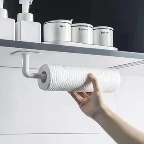 1pcs Multi-function L-Shape Punchless Toilet Paper Holders Wall Mounted Hook Bathroom Hanger Accessories Roll Holder Malakas na Load