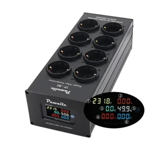 Tp80 Power Filter Socket Geräischer Reduktioun Iwwerlaascht Schutz Spannung Display Funktioun Audio Verstärker Europäesch Plug Board