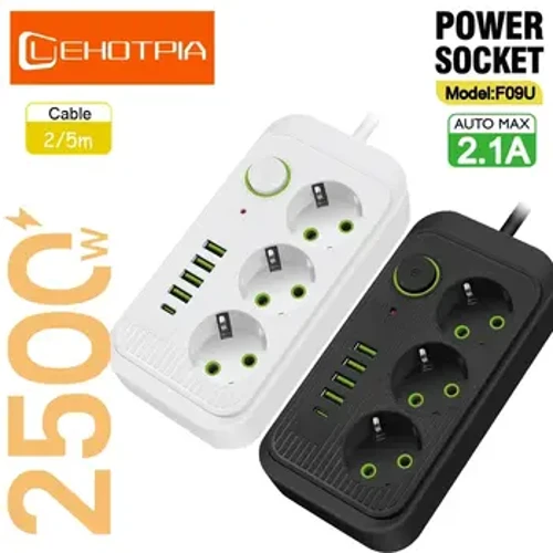 5 m EU-pistikuga vahelduvvoolu pistikupesad Multitap pistikupesa pikendusjuhe voolujuhe USB-tüüpi C kiirlaadimisvõrgu filtriadapteriga