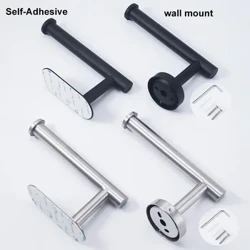 schwarzes Toilettenpapier Toilettenwandhalter aus Edelstahl, Organizer, Halter für Badezimmer, selbstklebend, stanzfreies Gestell, Tissue